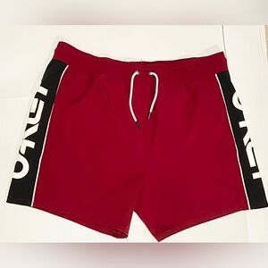 Oakley Swim Trunks Mens XL  Maroon Black Barnie Beach Block  Board Shorts Surf